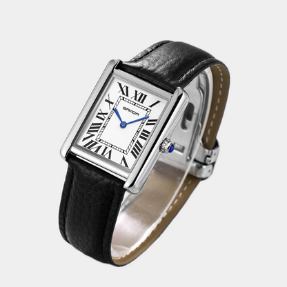 Montre carrée avec bracelet en cuir