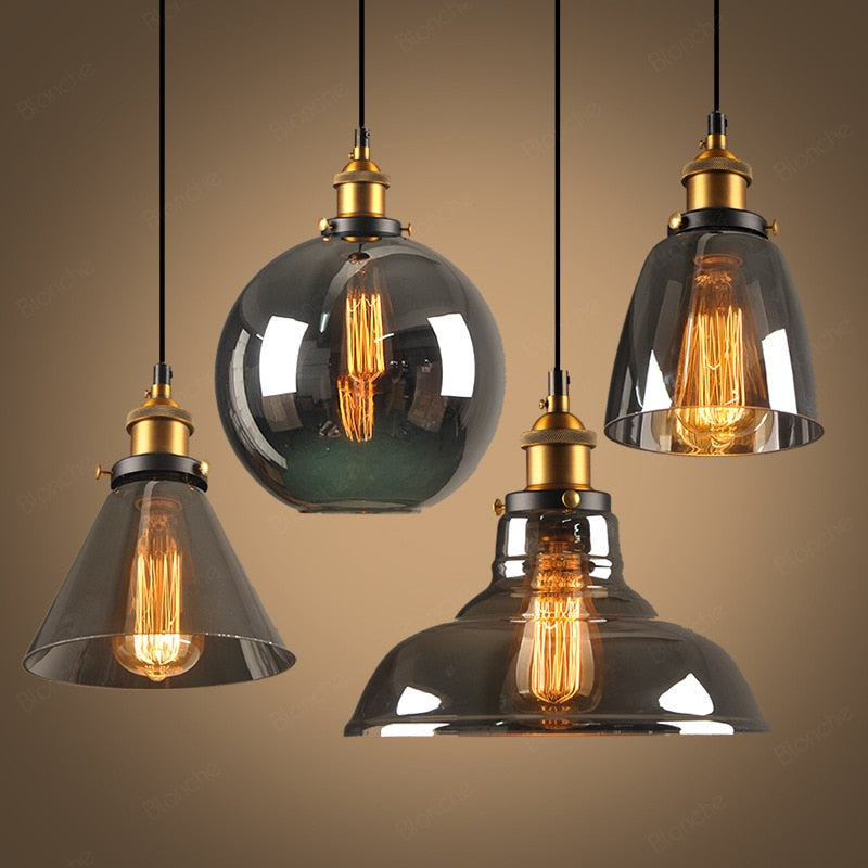 Vintage Industrial Pendant Light – Glass & Metal