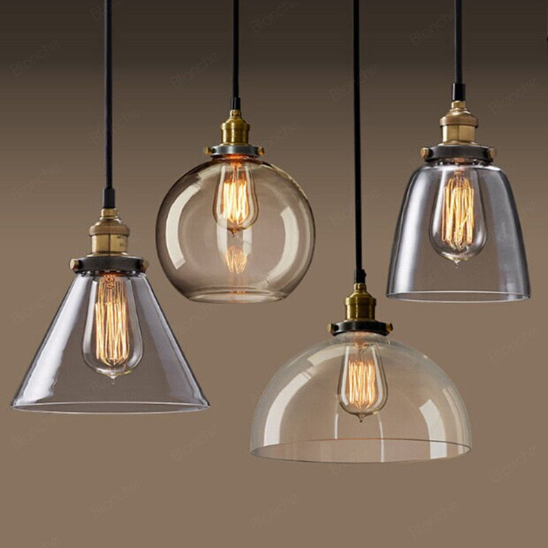 Vintage Industrial Pendant Light – Glass & Metal