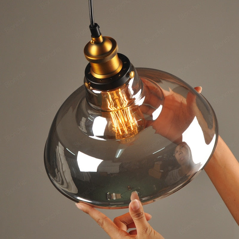 Vintage Industrial Pendant Light – Glass & Metal