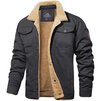 Men's Coat with Button Closure and Pockets - Pabio