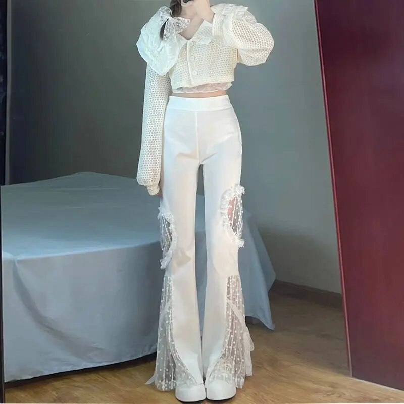 Viola | Flared Trousers | High Waist | Lace Details