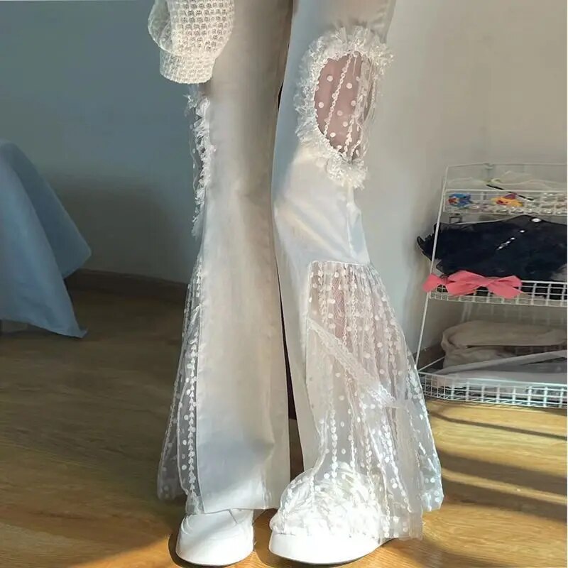 Viola | Flared Trousers | High Waist | Lace Details