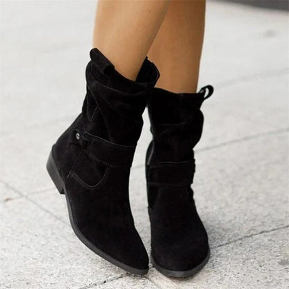 Botins de camurça para mulher, com saltos baixos – Kerstin