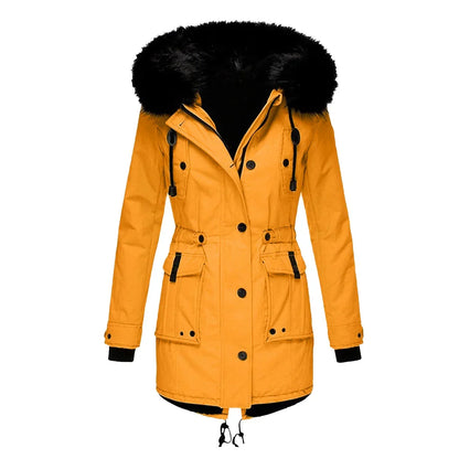 Cappotto invernale caldo con cappuccio da donna