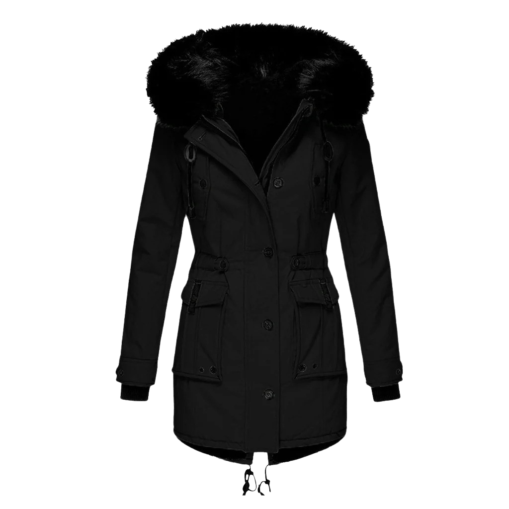 Cappotto invernale caldo con cappuccio da donna