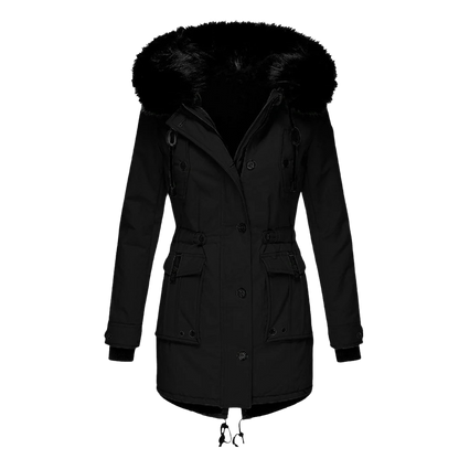 Cappotto invernale caldo con cappuccio da donna