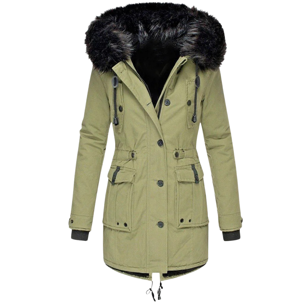 Cappotto invernale caldo con cappuccio da donna