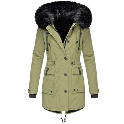 Cappotto invernale caldo con cappuccio da donna