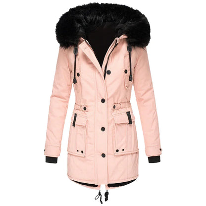 Cappotto invernale caldo con cappuccio da donna