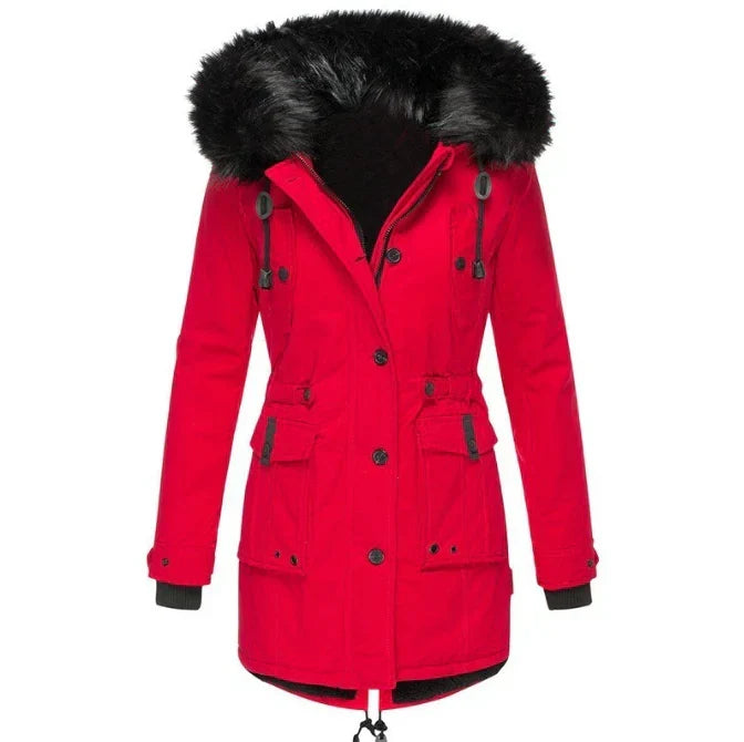 Cappotto invernale caldo con cappuccio da donna