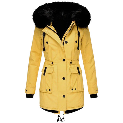 Cappotto invernale caldo con cappuccio da donna