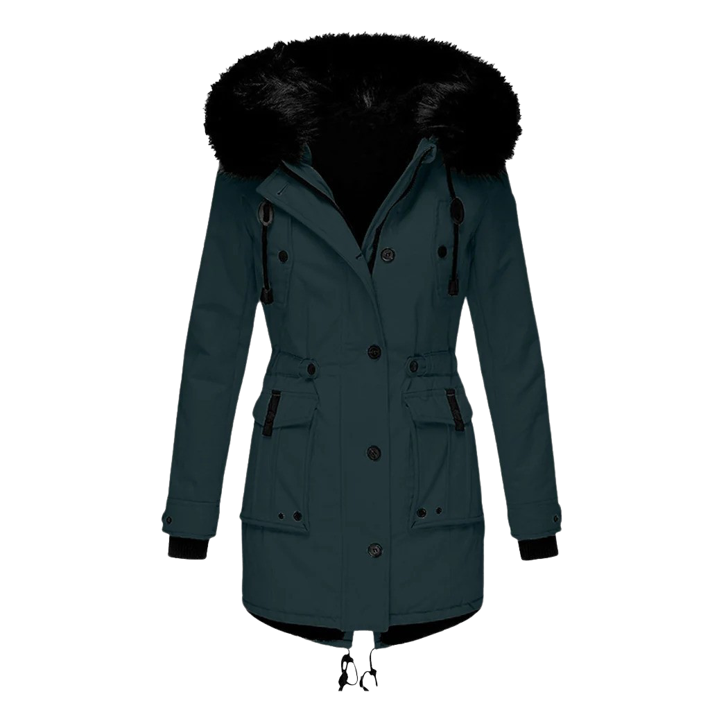 Cappotto invernale caldo con cappuccio da donna