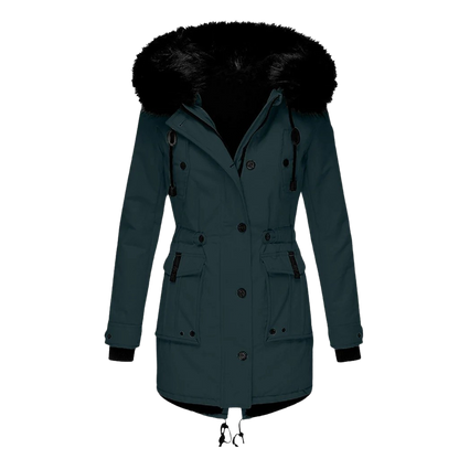 Cappotto invernale caldo con cappuccio da donna