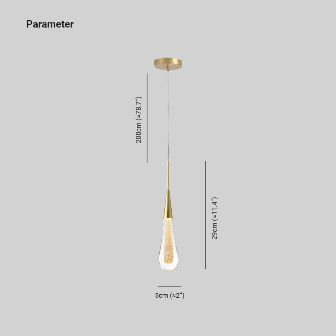 Elegante lámpara colgante dorada en forma de gota – Lujo para cualquier espacio