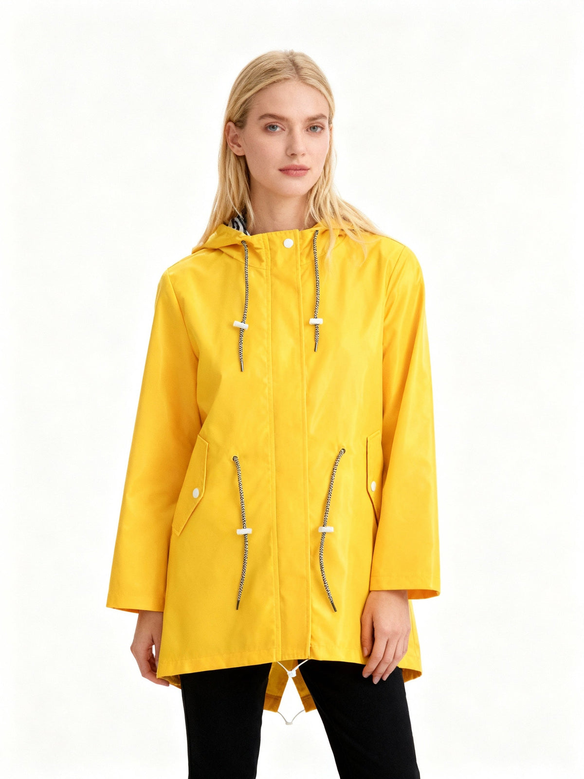 Ladies Water-Repellent Rain Jacket with Hood and Storm Flap