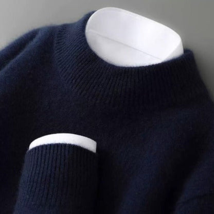 Ladies' Elegant Knitted Jumper with High Neck and Ribbed Cuffs