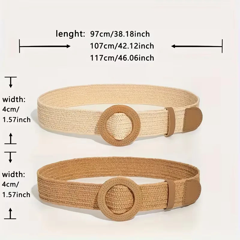 Wide belt with round buckle