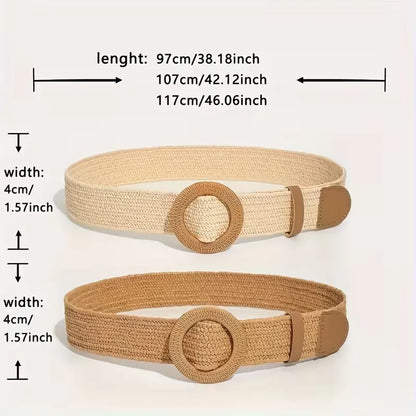Wide belt with round buckle