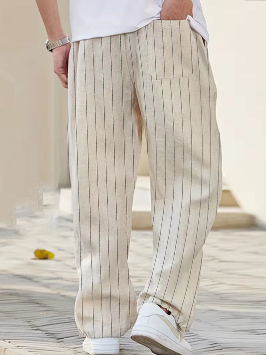 Wide fit trousers with vertical stripes