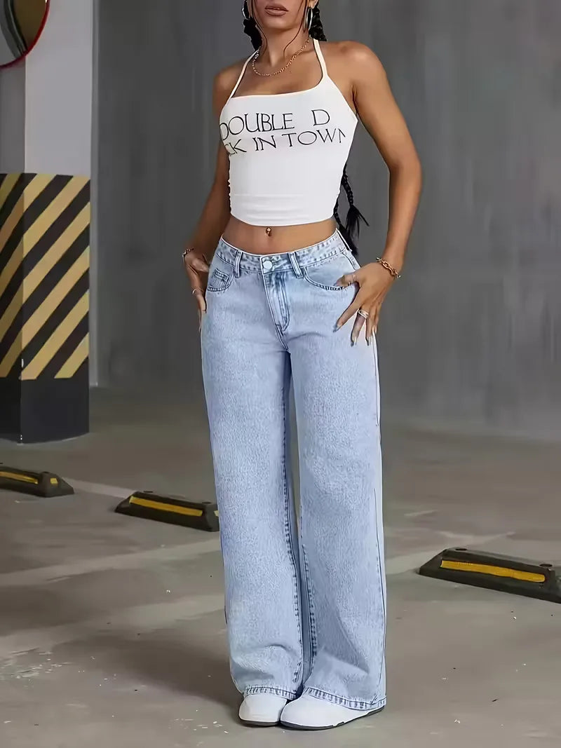 Wide leg jeans with high waist