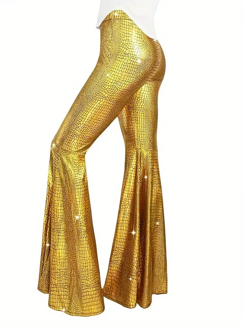 Wide party trousers with holographic finish