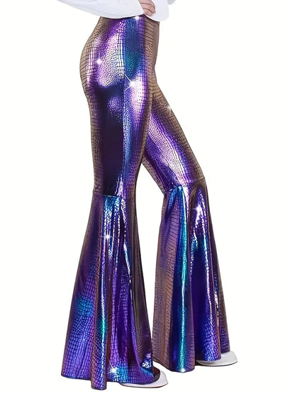 Pantalon large de soirée avec finition holographique