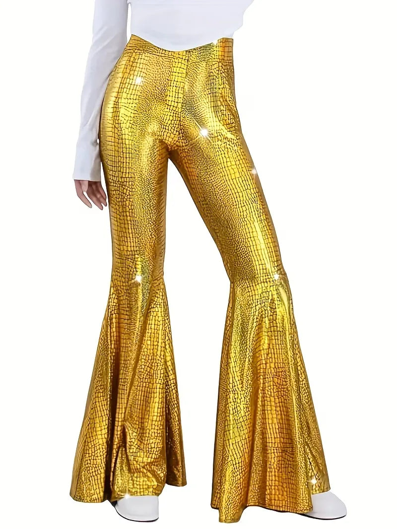 Pantalon large de soirée avec finition holographique