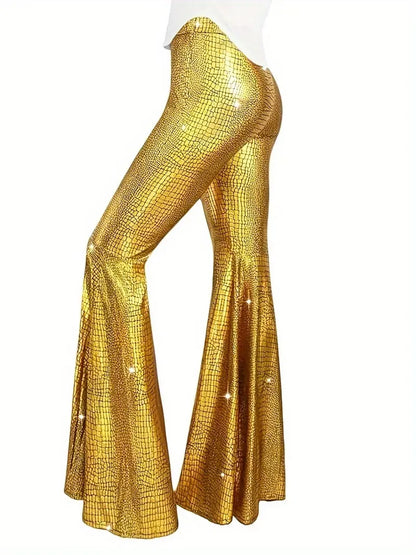 Pantalon large de soirée avec finition holographique