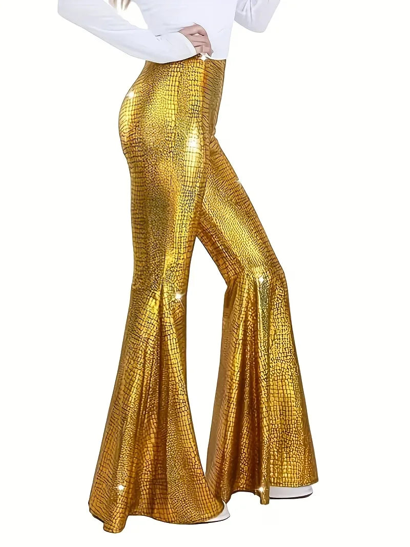 Pantalon large de soirée avec finition holographique