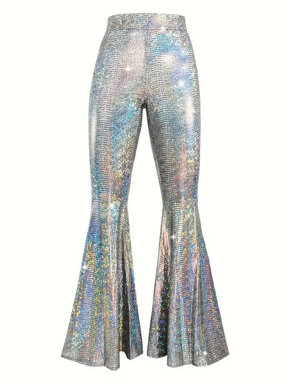 Pantalon large de soirée avec finition holographique