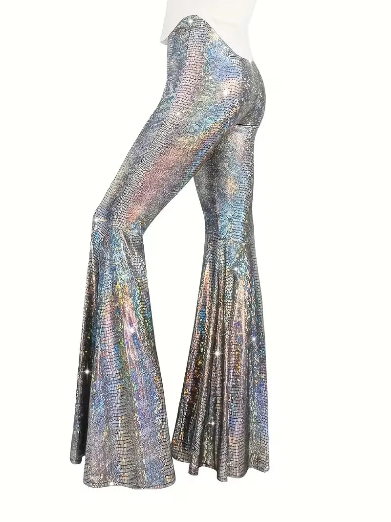 Pantalon large de soirée avec finition holographique