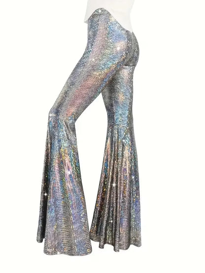 Pantalon large de soirée avec finition holographique
