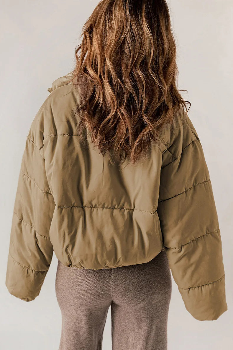 Women’s Short Warm Quilted Puffer Jacket with Hood