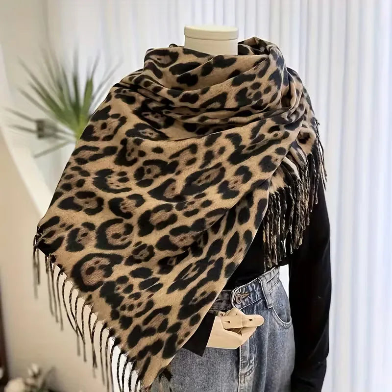 Winter Scarf with Leopard Print