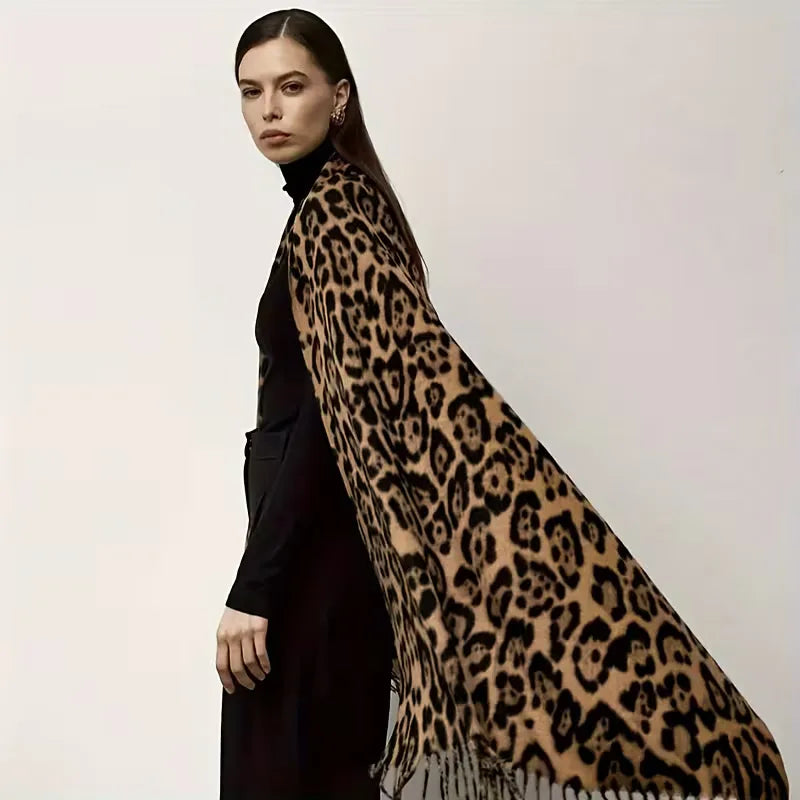 Winter Scarf with Leopard Print