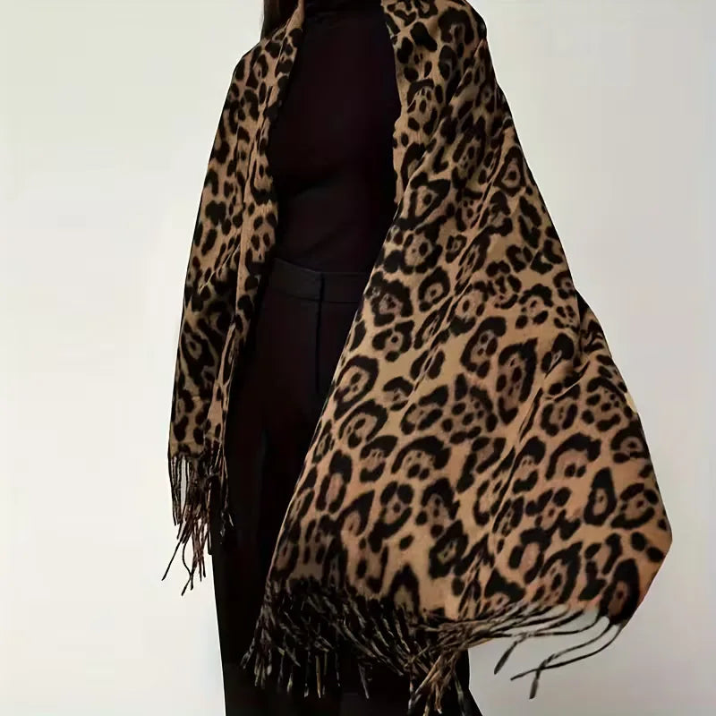 Winter Scarf with Leopard Print
