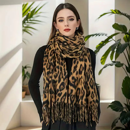 Winter Scarf with Leopard Print