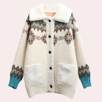 Knitted Winter Gilet with Buttons, Fleece Collar and Pockets for Women