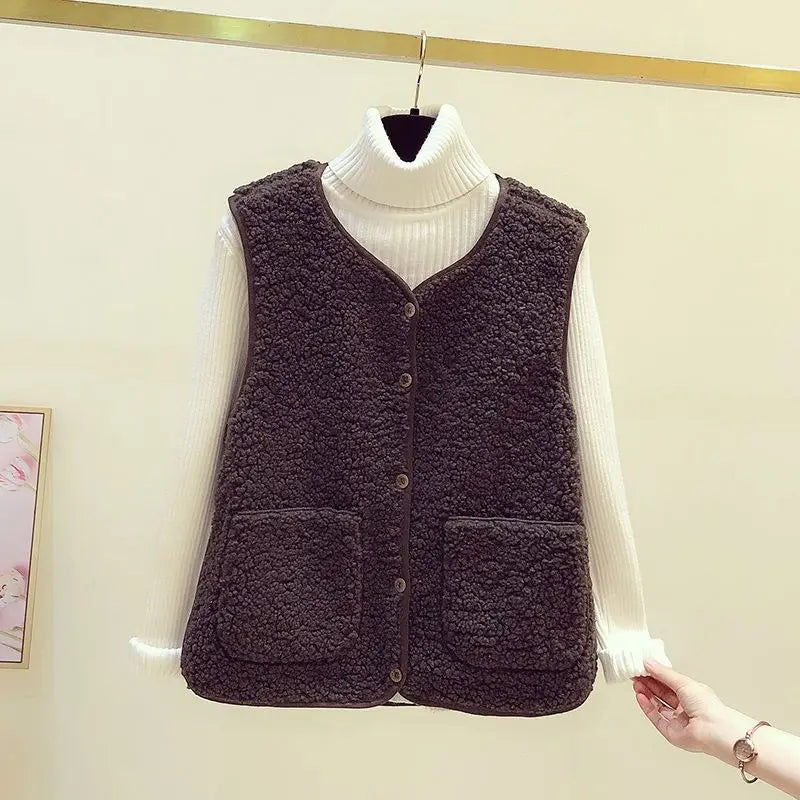 Chaleco elegante para mujer con cierre de botones y bolsillos