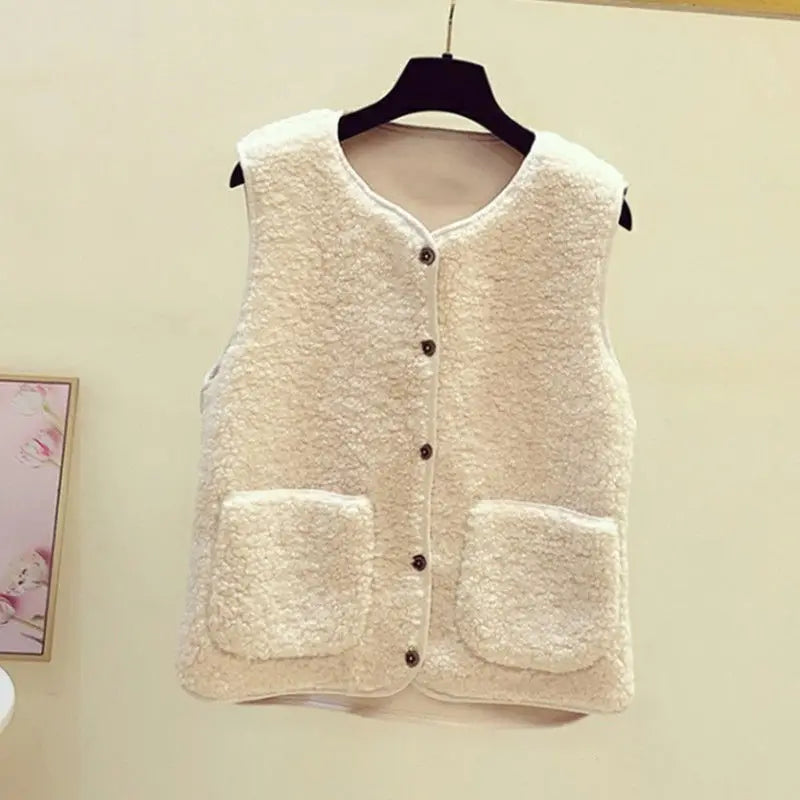 Chaleco elegante para mujer con cierre de botones y bolsillos