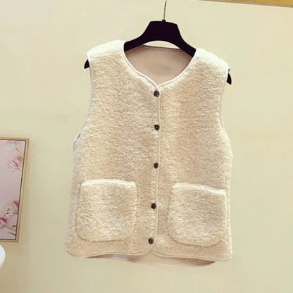 Chaleco elegante para mujer con cierre de botones y bolsillos