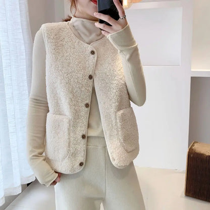 Chaleco elegante para mujer con cierre de botones y bolsillos