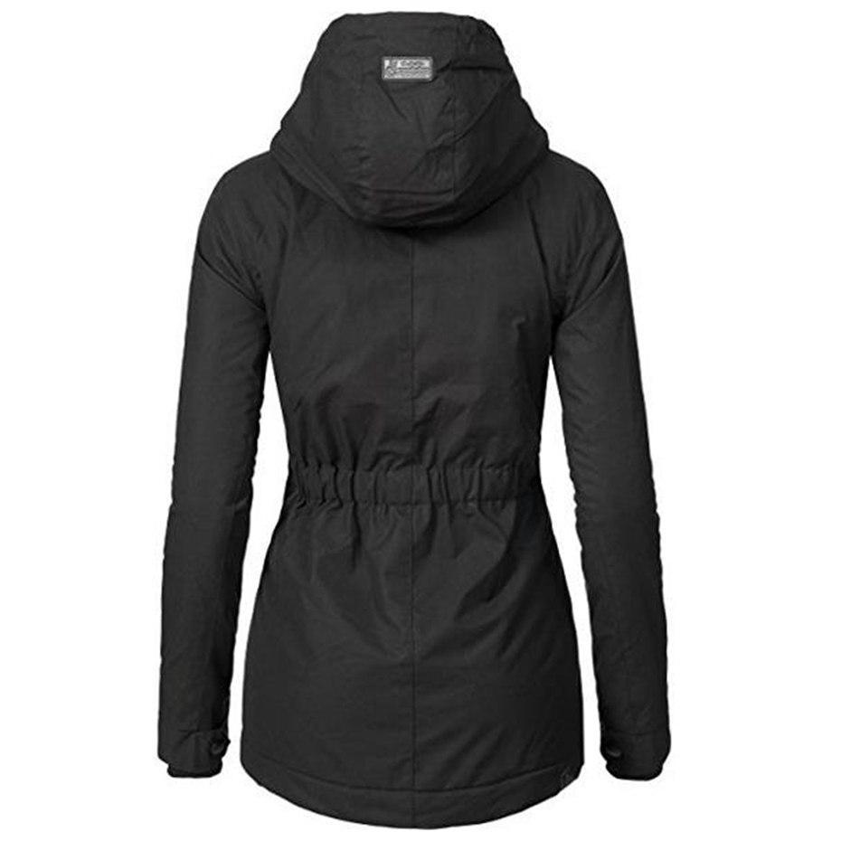 Black Warm Waterproof Winter Coat with Teddy Lining and Hood for Women