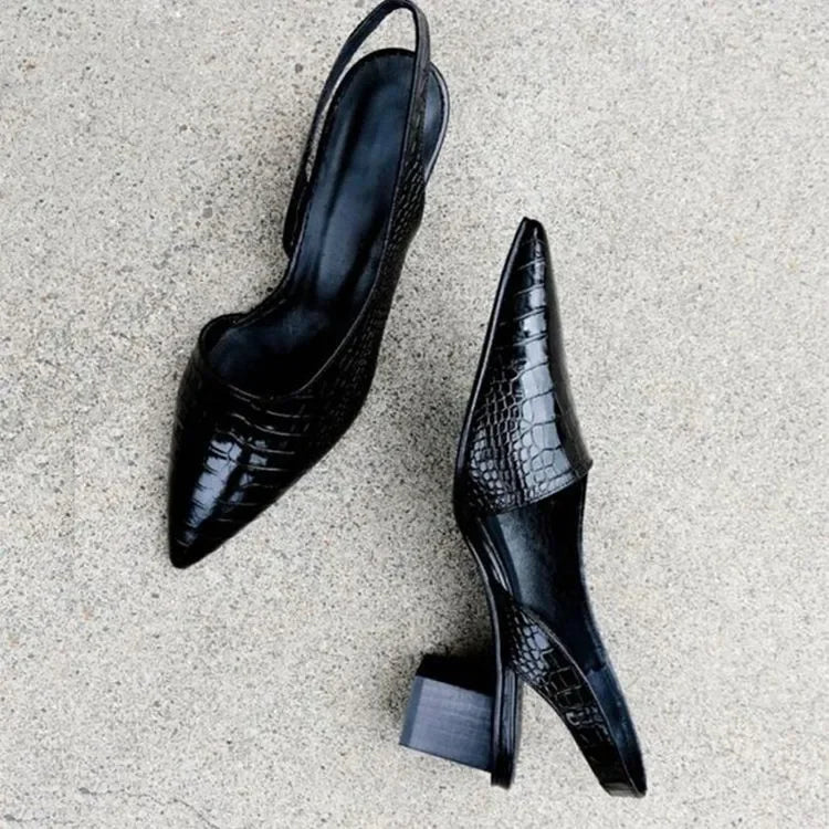 Orthopaedic Brown Pumps - Croco