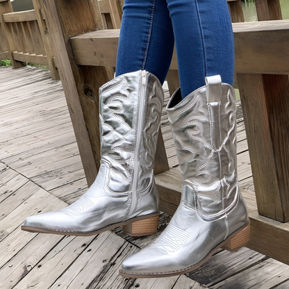Stylish Western Boots with Block Heel for Women