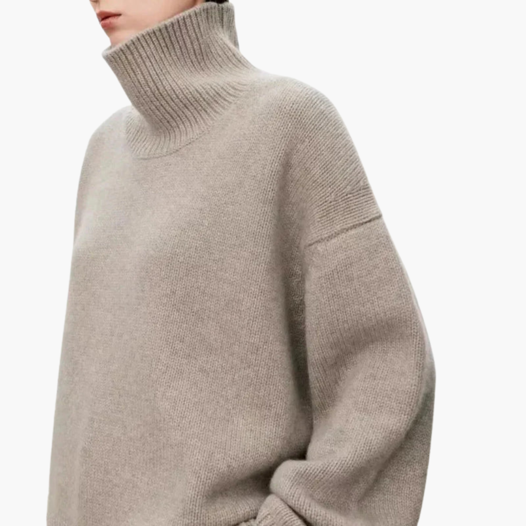Women's Oversized High Neck Sweater – Relaxed Knitted Layer