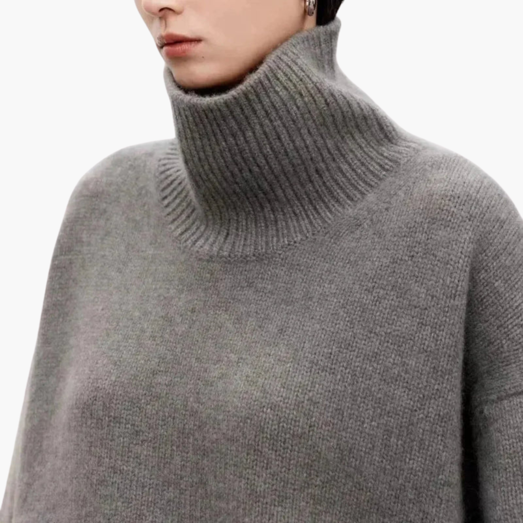 Women's Oversized High Neck Sweater – Relaxed Knitted Layer