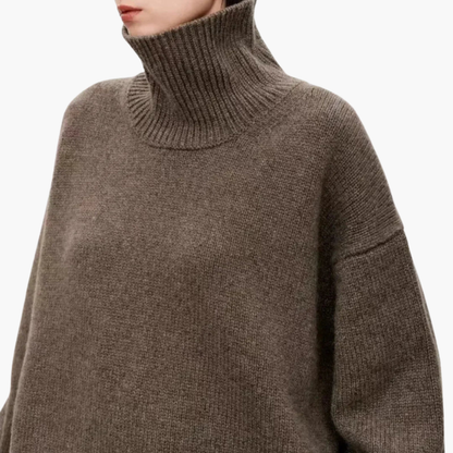 Women's Oversized High Neck Sweater – Relaxed Knitted Layer