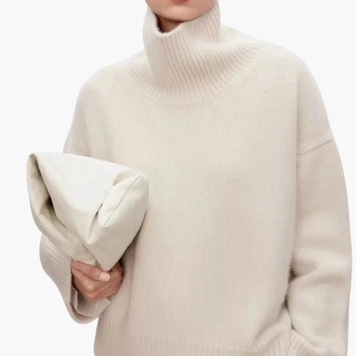 Women's Oversized High Neck Sweater – Relaxed Knitted Layer